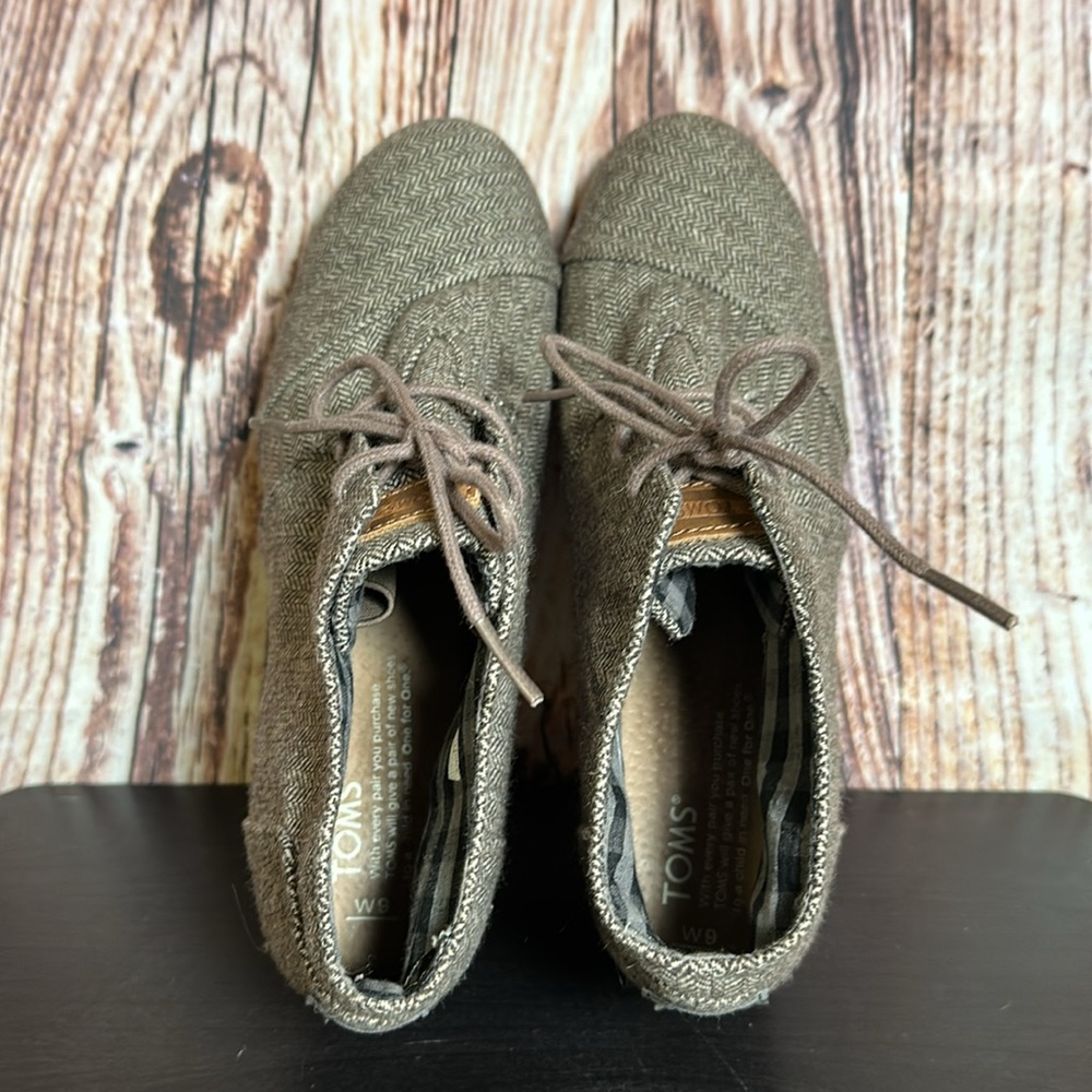 Toms Tweed Wedge Ankle Booties Womens Sz 9 - Picture 6 of 8